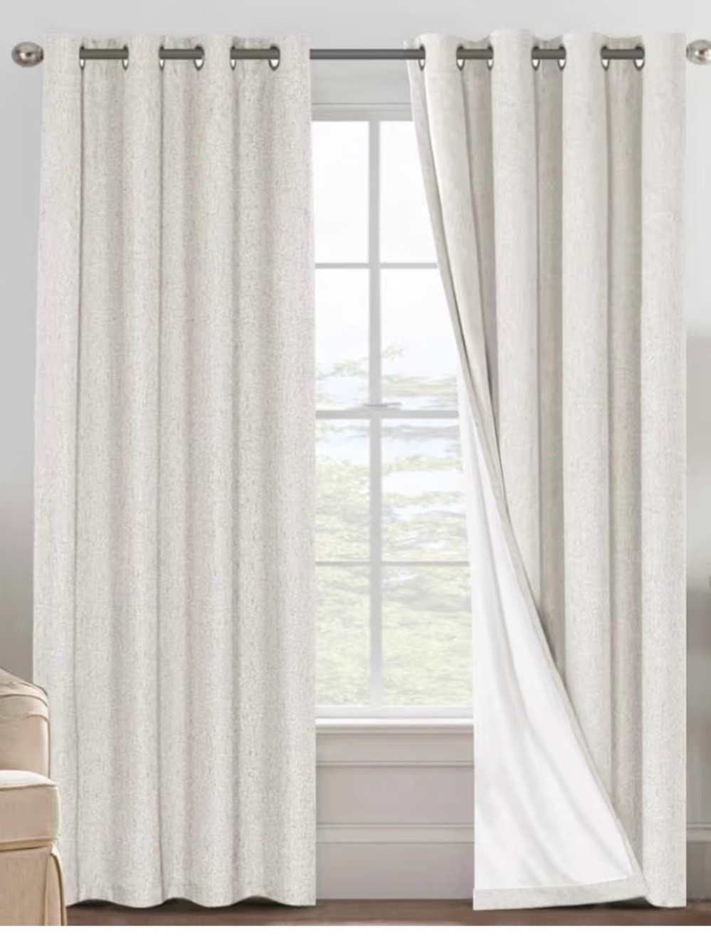 Cream Blackout Grommet Curtain Panel with Thermal Lining